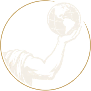 ARM — a raised arm holding the globe